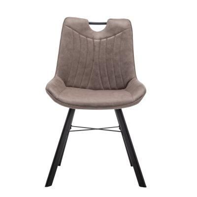 Modern Stylish Leather Chrome-Plated Dining Chair