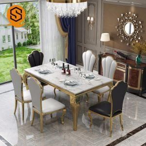 Shinestone Modern Dining Table Artificial Stone Marble Top Table Dining