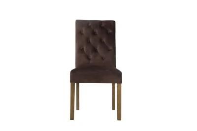 Kvj-Ec07 Hotel Modern Dining Room Brown Velvet Upholstery Dining Chair