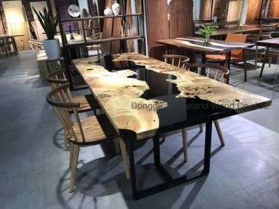 Custom Size Solid Wooden Coffee Table /Walnut Butcher Block Top /Epoxy Resin Table/ Natural Wood Table / Epoxy Dining Table with Live Edge