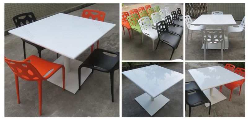 Upscale Colorful Pure White Solid Surface Stone Round Restaurant Dining Tables