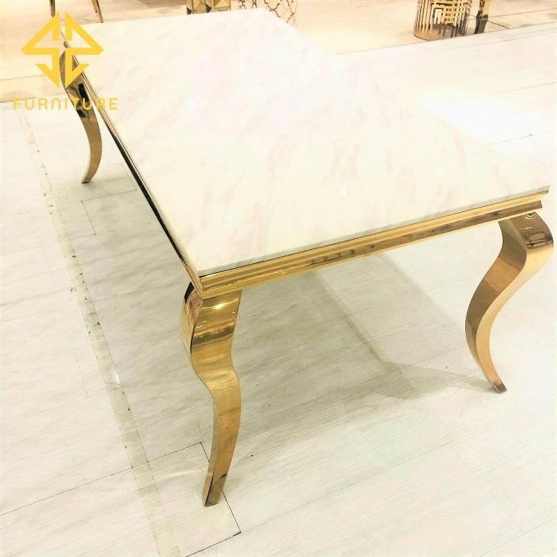 Wholesale Price High Quality Golden Stainless Steel Hotel Dining Table