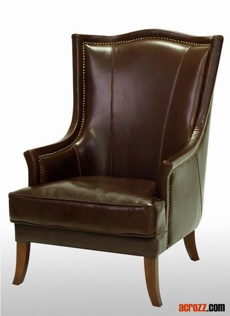 High Back Dining Furniture Leather Armchair Wing Chair