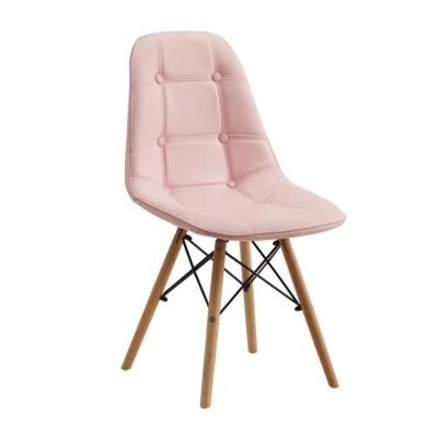 Modern Design PU Leather Wooden Legs Dining Chair Restaurant Upholstered Cafe Chair