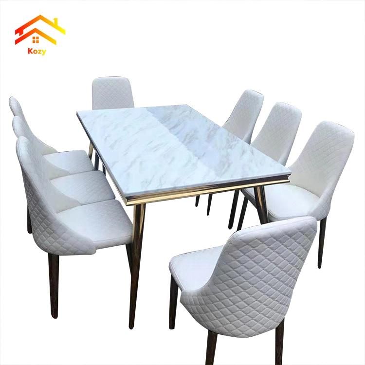 Luxury Design Home Furniture Contemporary Style 6 Seater Modern Marble Dining Table