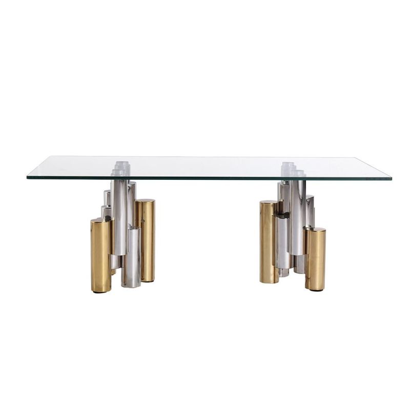 Modern Style Best Selling Low Price Metal Frame Glass Dining Table