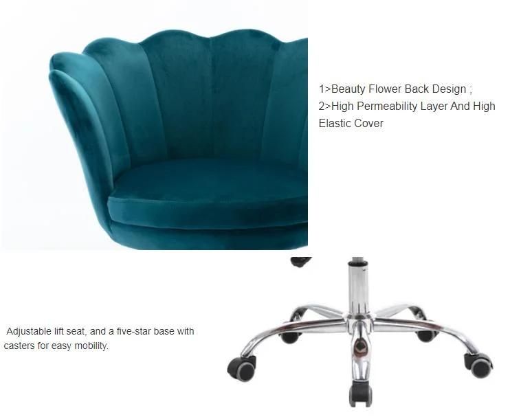 Design Velvet Home Office Adjustable Swivel Rolling Chair with Wheels