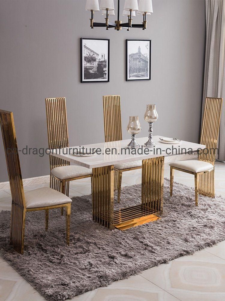 Fashion Gold Steel Dining Table with Top for Dining Furniture