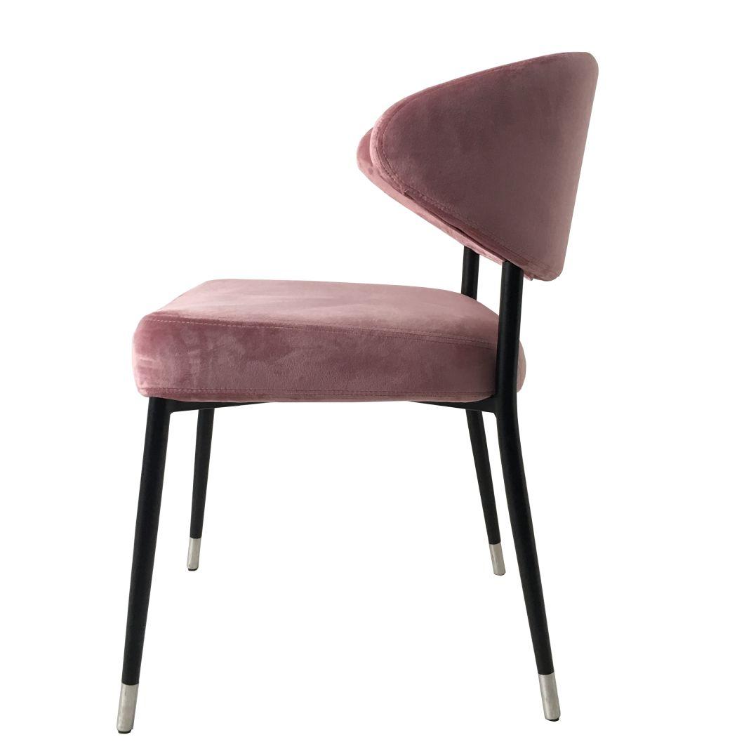 Nordic Modern Single Leisure Upholstered Pink Velvet Fabric Living Room Hotel Lounge Chairs