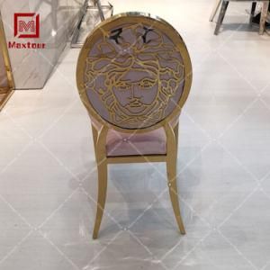 Chivary Wedding Chairs Gold Stainless Steel Banquet Removable Back Round Dining Chair