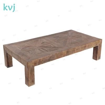 Kvj-7330 Rustic Antique Reclaimed Solid Wood Elm Coffee Table