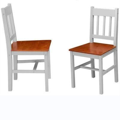 Solid Wood Dining Room Chair with Brown Seat and White Legs