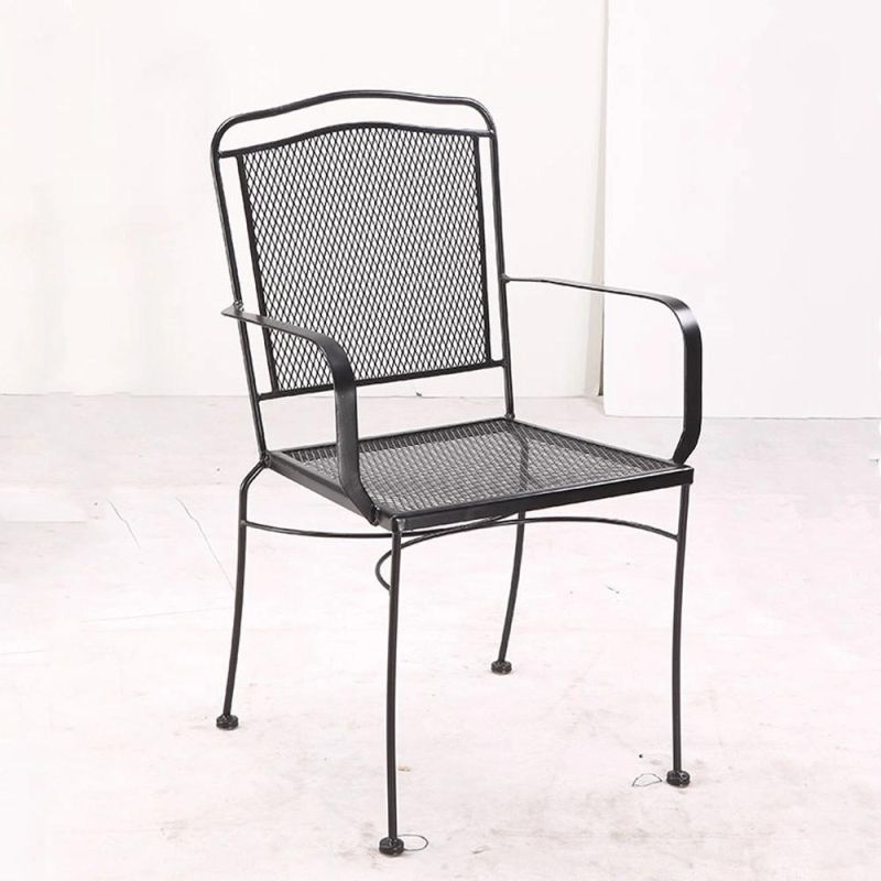 American Market Oval Back Restaurant Grilled Stacking Steel Mesh Iron Chair