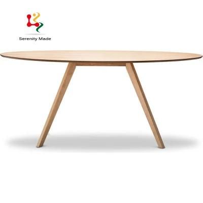 Round Ash Wood Frame Dining Table for Restaurant Use