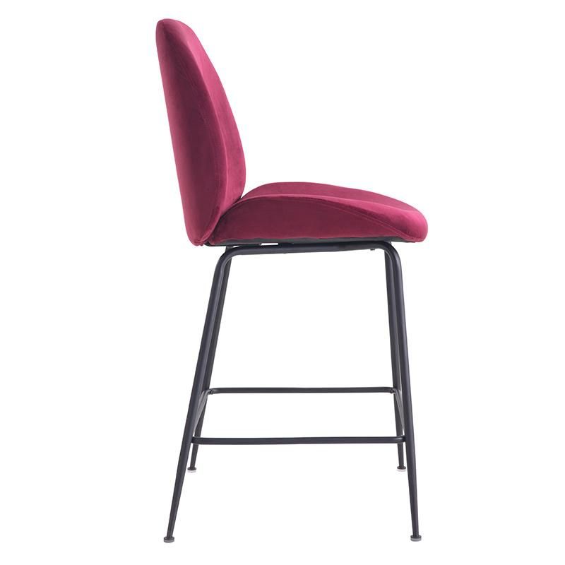 Modern Gold Metal Iron Legs Pink Velvet Covers Bar Chair