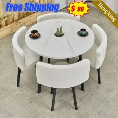 Colorful Newest Restaurant Dining Banquet Wedding Event Round Wooden Table with Chairs