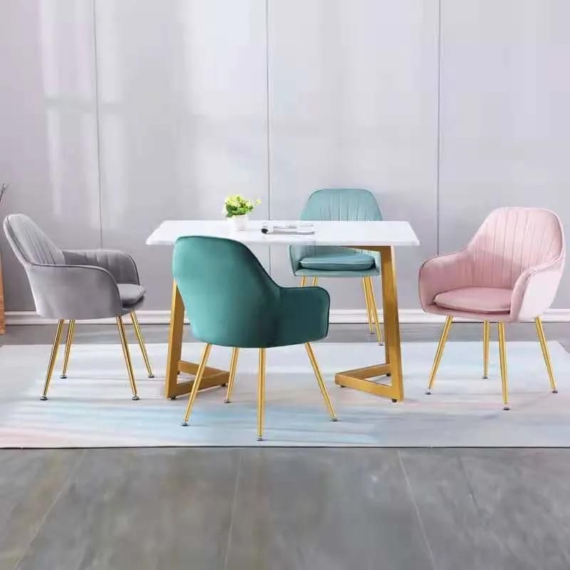 Nordic Style Metal Leg Vevet Dining Chair