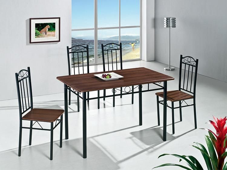 Malaysia Steel Wood Kitchen Dining Table 4 Chairs Marble PVC Dining Table Set 1+6