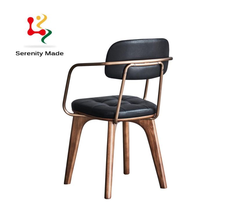 Restaurant Modern Furniture Solid Ash Wood Dining Chair with Arm