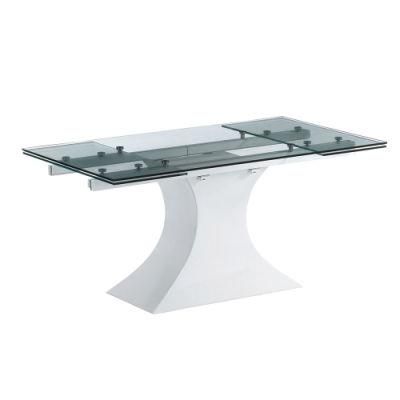 Modern Home Furniture Glass Top with Metal Leg Dining Table