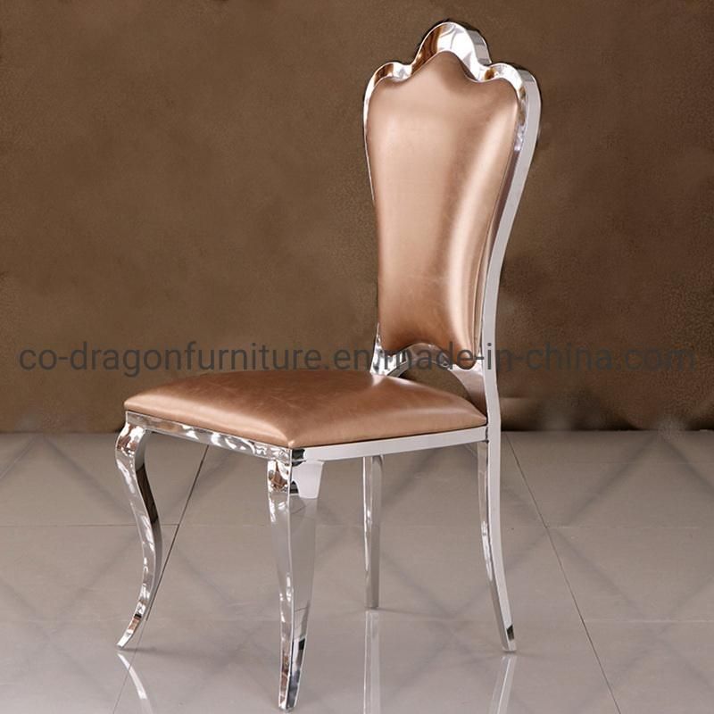 Modern Furniture Leather Stainless Steel High Back Wedding Dining Chairs