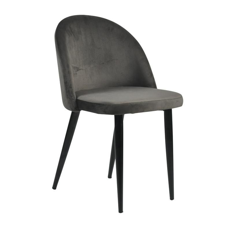 2022 Most Popular Fabric Tufted Black Metal Leg Leisure Luxury Modern Dining Chair