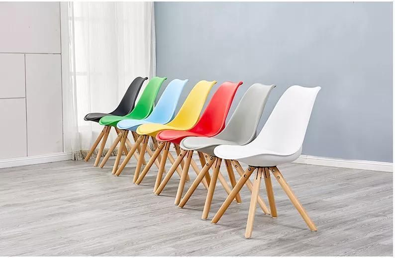 Tulip PP Plastic Dinner Kitchen Dining Chairs with Wooden Legs