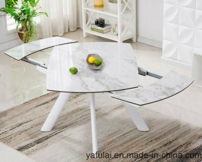 Rotary Design Home Furniture Ceramic Metal Dining Table