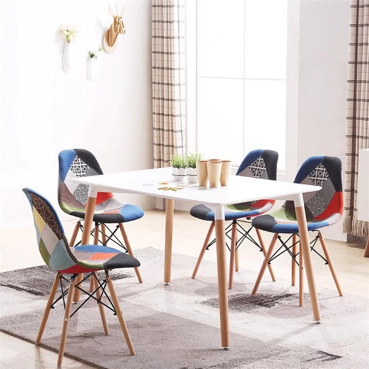 Four Legs Fabric Upholstered Leisure Relax Chairs High Back Wooden Leg Leisure Dining Chair Custom Cheap Price Armless Chair Modern