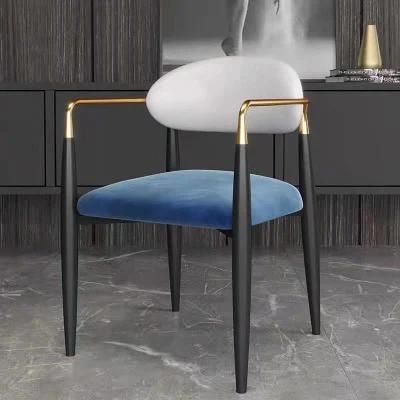 Modern Luxury Velvet Fabric Dining Chairs with Flannel Seat Cushion