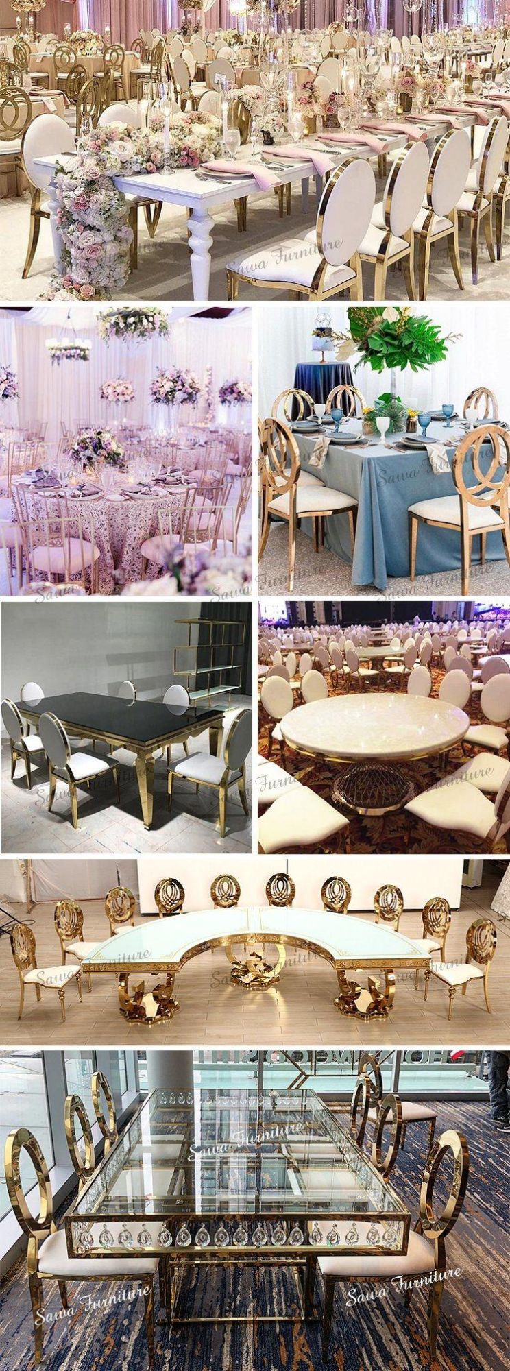 Modern Stainless Steel Glass Table Wedding Hotel Banquet Table Cake Table