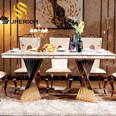 Rectangle Gold Color Onyx Marble Dining Table Home Used