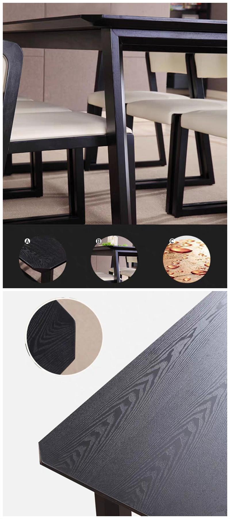 Wooden Dining Table Big Rectangular Teak Wood with Black Legs Dining Room Furniture Sets