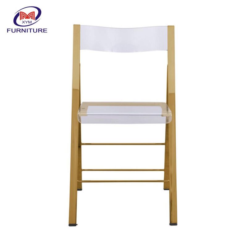 Eevnt Furniture Modern Stainless Steel Frame Acrylic Clear Folding Dining Chair