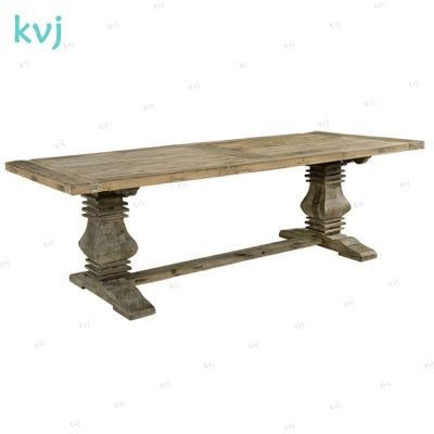 Kvj-7208 Traditional Colonial Rustic Antique Rectangle Elm Dining Table