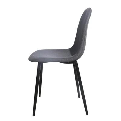 Modern Metal Leg Black White Fabric Cushion Kitchen Room Home Furniture Dining Chairs for Living Room