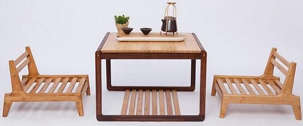 Bamboo Small Coffee Table Square Tatami Table for Living Room Furniture