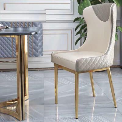 Hot Selling Dining Chair with PU Seat and Back and Electroplated Metal Leg