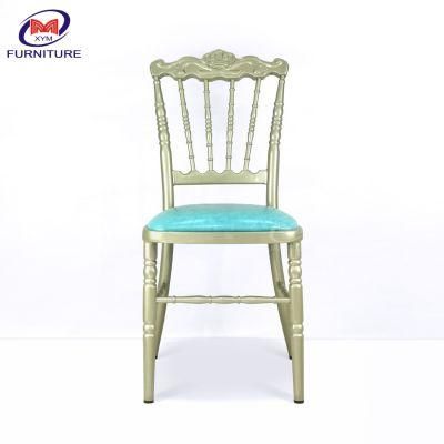 Wholesale Gold Color Metal Fixed Cushion Crown Chiavari Chair