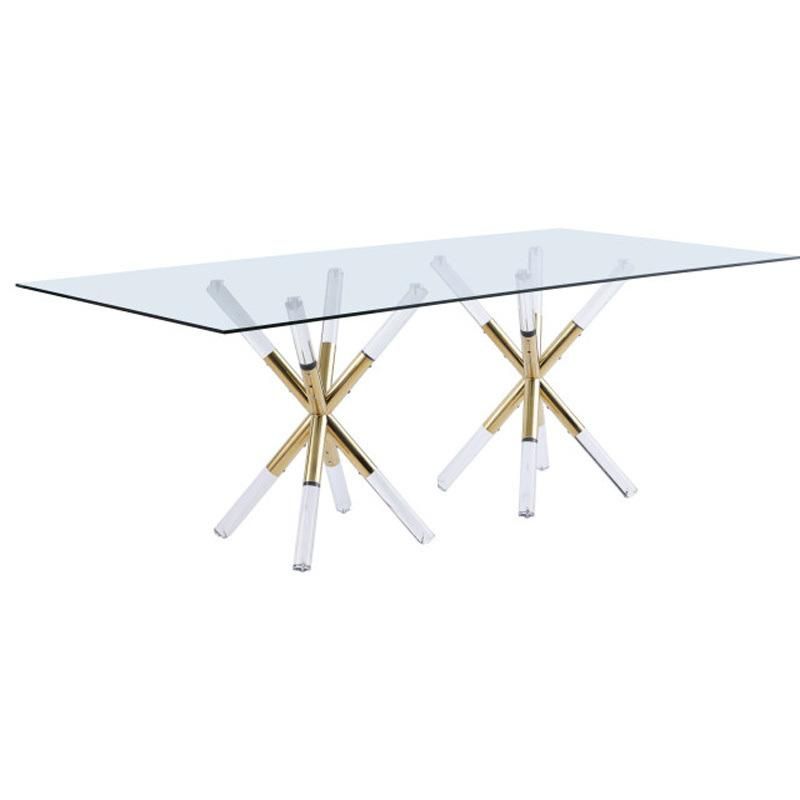 Hot Sales Other Glass Furniture Modern Stainless Steel Glass Dining Table