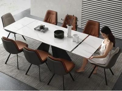 Modern Slate Marble Retractable Multi-Person Dining Table