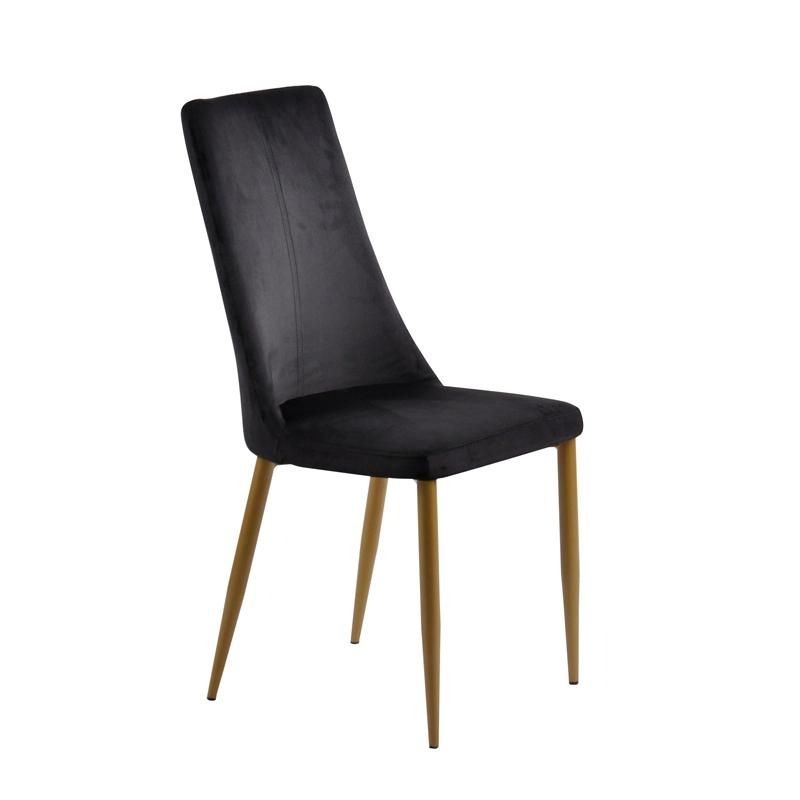 Luxury High Back Fabric Dining Chair with Golden Power Coated Legs