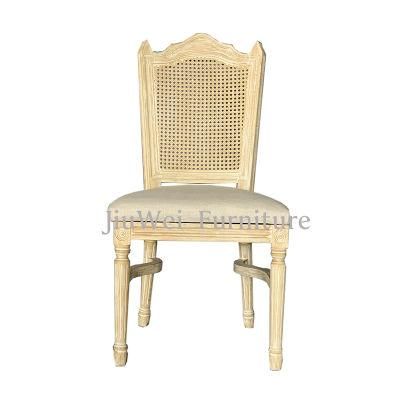 Affordable Price Dinging Room Furniture Wedding Party Stackable Oak Wood Solid Wooden Rattan Dining Chairs
