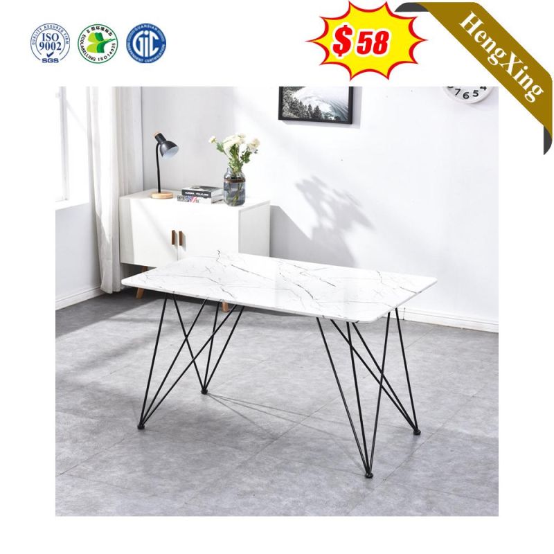 Nordic Simple Design Modern Living Room Furniture Marble Dining Table in Metal Base
