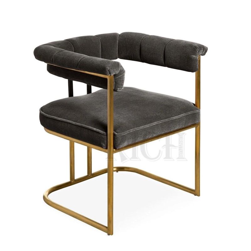 Modern Cafe Side Chair Gold Stainless Steel Metal Legs Dinner Chair