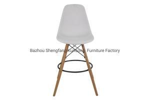 PP Plastic Bar Chair with Wood Legs