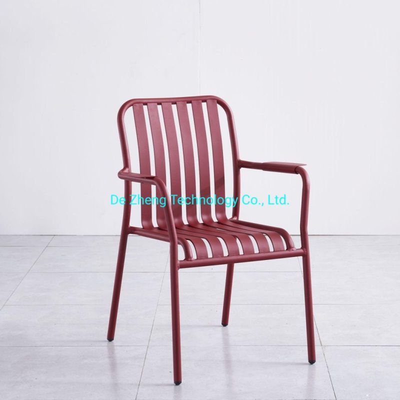 Metal Stackable Dining Chair Aluminum Stacking Cafe Restaurant Chair