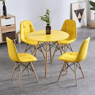 4 Seater Coffee Table Modern Round Center Table Modern Living Room Furniture Round MDF Wooden Dining Table for Home Dining Set