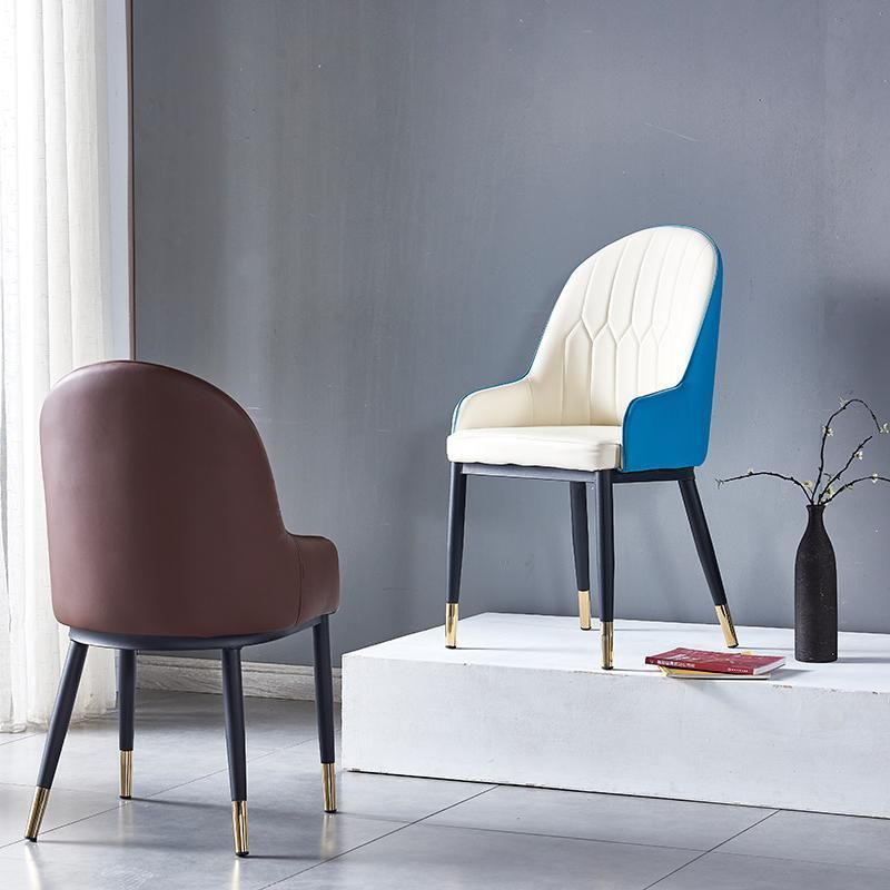 PU Leather High Sponge Metal Leg Dining Chair