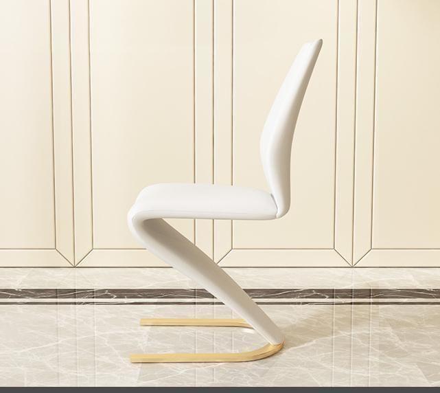 Z Shape Luxury Style Dining Chairs with Metallic Legs